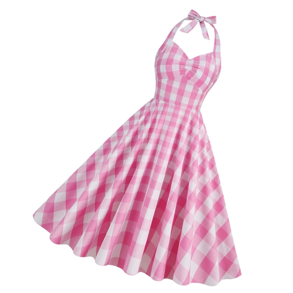 Barbiecore Pinup Checker Swing Dress